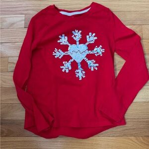 Cat & Jack Red Shirt with Snowflake Sequin Design
